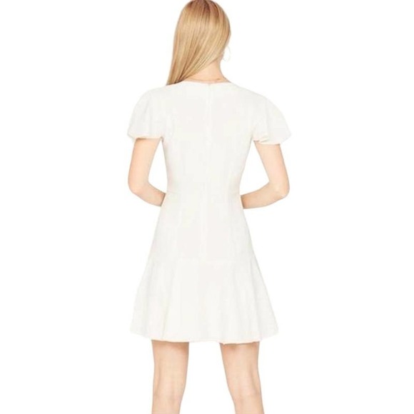 Amanda Uprichard Irvina Mini Dress XS Ivory Flutter‎ Sleeve V-Neck Flounce Hem - Picture 12 of 12